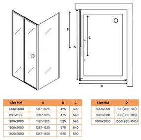 Saniclear Slide douchecabine 130x80cm met anti-kalk coating