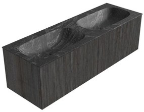 Mondiaz Kurve-dlux 140cm badmeubel shadow met 2 lades en wastafel stor small dubbel zonder kraangat lava