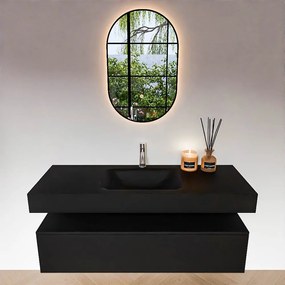 Zaro Alan badmeubel 130cm urban 1 lade met vrijhangende wastafel cloud midden 1 kraangat urban