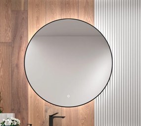Muebles Globe ronde spiegel zwart met LED-verlichting 60cm