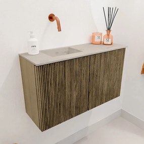 Mondiaz Joya DLux 70cm toiletmeubel dusk met wastafel faye links zonder kraangat opalo