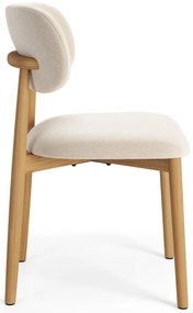 ALDO Beige (stof Apia 453)/gelakt eiken frame – HOUTEN STOEL VOOR WOONKAMER, EETKAMER, KEUKEN RETRO