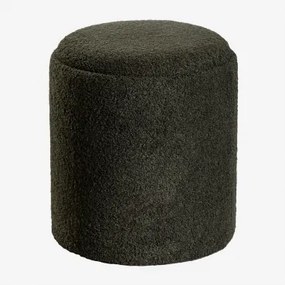 Berkeleni Ronde Gestoffeerde Poef Met Dienblad En Opbergruimte Ø40 Cm & Teddystof Currygeel - Sklum