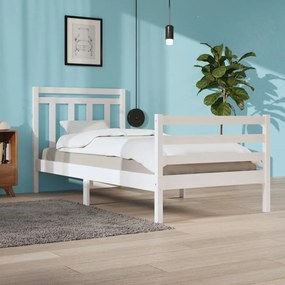 vidaXL Bedframe massief hout wit 90x200 cm