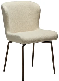 Dan-Form Glam Swivel Draaibare Eetkamerstoel Boucle Almond Shimmer En Antique Brass
