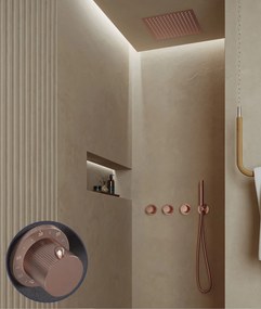 Saniclear Plus Stripes inbouw regendouche met inbouw douchekop 30x30cm en staafhanddouche geborsteld koper