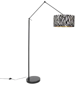 Stoffen Vloerlamp zwart met kap zebra 50 cm - Editor Modern E27 Binnenverlichting Lamp