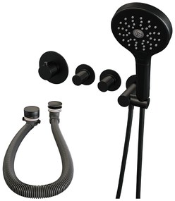 Brauer Stripe inbouw badkraan met badvulcombinatie en 3 standen handdouche zwart mat