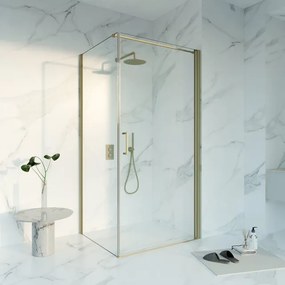 Fortifura Galeria Douchecabine - 80x100x200 - Profiel - veiligheidsglas - anti kalk - Geborsteld Messing PVD (Goud) SW1122482 SW797915 SW797910