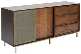 Kare Design Arizona Dressoir Walnoot En Messing - 160x45x76cm.