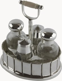 Handgemaakte Sheffield zilveren olie- en azijnflesjes set Modern Line, 5-delig