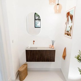 Mondiaz Joya DLux 90cm toiletmeubel walnut met wastafel faye links zonder kraangat opalo