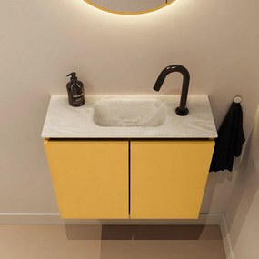 Mondiaz Ture DLux toiletmeubel 60cm ocher met wastafel ostra midden met kraangat