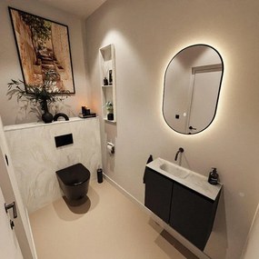 MONDIAZ TURE-DLUX 60cm toiletmeubel Urban. EDEN wastafel Ostra positie links. Zonder kraangat. TUREDX60URBL0OST