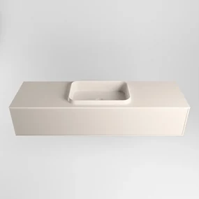 Mondiaz Erin 150cm badmeubel Linen met 1 lade en beige wastafel midden 1 kraangat