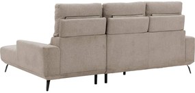 Goossens Excellent Bank Princess bruin, stof, 3-zits, elegant chic met chaise longue rechts