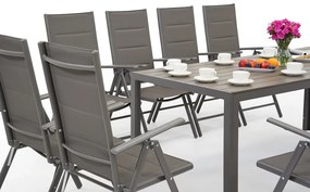 Garden Point grijze aluminium tuinmeubelen met grote Polywood Verona tafel voor 12 personen