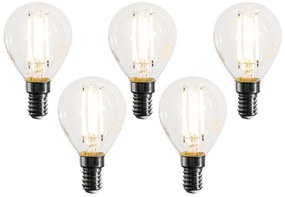 Set van 5 E14 dimbare LED lampen filament G45 helder 4W 470 lm 2700K