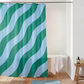 Bedrukt douchegordijn, gerecycled polyester, VAGUE