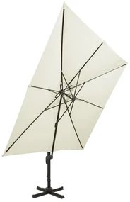 vidaXL Zweefparasol met dubbel dak 300x300 cm zandkleurig
