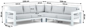 Hoek loungeset 5 personen Aluminium Wit  Lifestyle Garden Furniture Luca