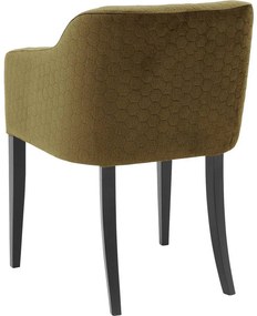 Goossens Eetkamerstoel Peda groen stof met armleuning, elegant chic