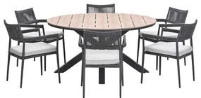 Garden Impressions Tineo tuinset 7-delig - Tulli tuintafel Ø148x75 cm light teak vironwood