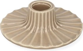 Kandelaar, porselein, geschulpt, lichtbruin, Ø10,2 cm x 3,2 cm