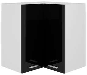 vidaXL Hanghoekkast 57x57x60 cm spaanplaat hoogglans zwart