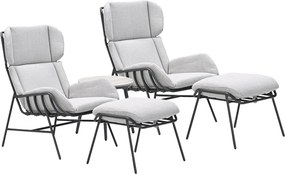 Garden Impressions Fresno loungestoelen donker grijs - Lucas bijzettafel Ø50 cm