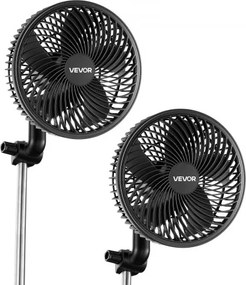 VEVOR kweekventilator met clip, oscillerend, 10W clipventilator met Type C-aansluiting, 9 snelheidsstanden en circulatiemodus, circulatieventilator voor luchtcirculatie en koeling in kweekkasten en kweektenten, 2-pack