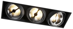 QAZQA Grote Inbouwspot zwart AR111 trimless 3-lichts - Oneon Design, Industriele / Industrie / Industrial, Landelijk, Modern QR111 / AR111 / G53 Binnenverlichting Lamp
