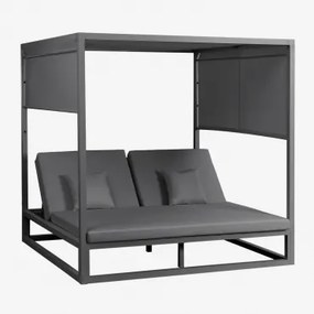 Liggend Balinees Bed In Aluminium En Nasau-stof Grijs – Grafiet - Sklum
