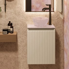 Fontana Pink Onyx Micro Marble toiletmeubel met ribbelfront 40cm wit mat