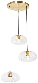 Art Deco hanglamp goud met glas rond 3-lichts - Ayesha Art Deco E27 Binnenverlichting Lamp