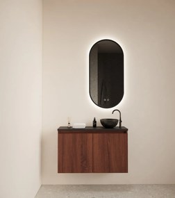 Gliss Design Echo toiletmeubel 80cm choco eiken met toppaneel zwart mat