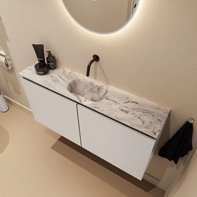 Mondiaz Ture DLux toiletmeubel 100cm linen met wastafel glace midden zonder kraangat