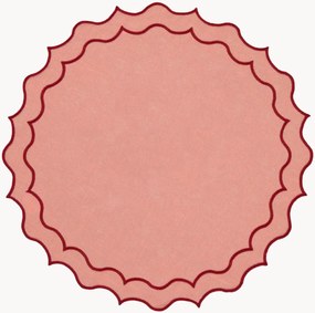 Ronde placemat Navy met randborduurwerk