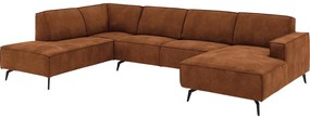 Goossens Hoekbank Hercules bruin, microvezel, 2-zits, modern design met ligelement links