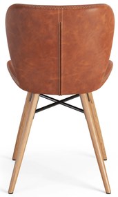 ALTEA Eco-leer Retro Brandy/poten natuur eiken – MODERNE STOEL VOOR WOONKAMER/EETKAMER/KEUKEN/KANTOOR