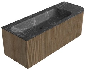 Mondiaz Kurve-dlux 125cm badmeubel ronding rechts dusk met 1 lade en deur en wastafel big medium links zonder kraangat lava