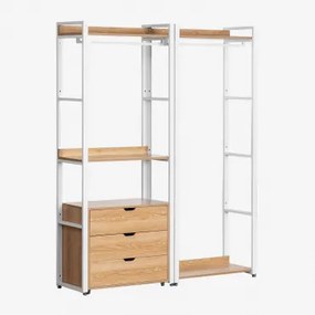 Open Modulaire Kast Van 2 Delen Met Kledingstang, Stalen Lades En Mdf Ariaster Natuurlijk - Sklum