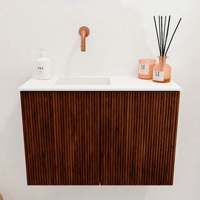Mondiaz Joya 60cm toiletmeubel ruby met wastafel faye links zonder kraangat talc