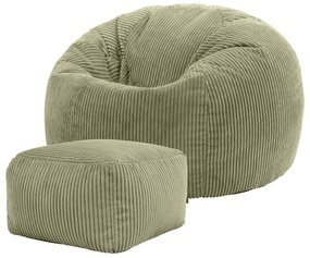 Cloudy Zitzak Corduroy + Poef - Olijf