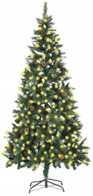 vidaXL Kunstkerstboom met LED's en dennenappels 210 cm