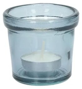 Waxinelichthouder, gerecycled glas, blauw, Ø7 cm
