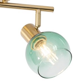 Art Deco Spot / Opbouwspot / Plafondspot goud met groen glas 2-lichts - Vidro Art Deco E14 Binnenverlichting Lamp