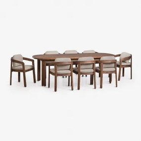 Ovale Tuintafel Set 240x100 Cm Met 8 Stoelen Van Acaciahout Uleno Donker Acaciabruin - Sklum
