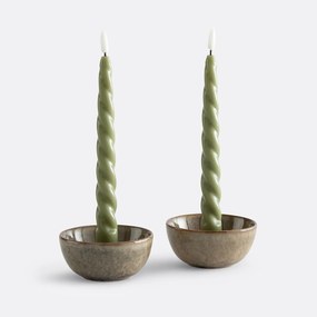 Set van 2 gedraaide LED kaarsen in wax, Caspar