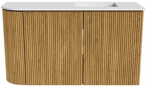 Mondiaz Joya 70cm toiletmeubel ronding links oak met wastafel faye rechts zonder kraangat talc